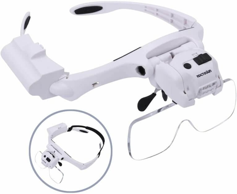 Head Magnifier Glass 4 Lens Headset with Light 